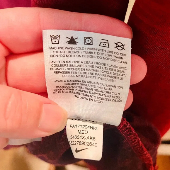 Nike Dri-Fit The Nike Tee women’s long sleeve Arkansas stretch tee SZ M dark red - Picture 9 of 9